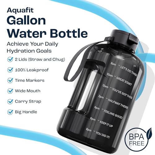 AQUAFIT 1 Gallon Water Bottle with Motivational Quotes - color: Clarity, size: 128 Ounces
