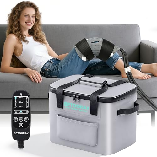 Ice Machine for Knee After Surgery, Portable Cold Therapy Machine, Knee Replacement Recovery System with Programmable Timer, 3 Speeds & 18 Hours Cooling, Pain Relief for Injuries Recovery