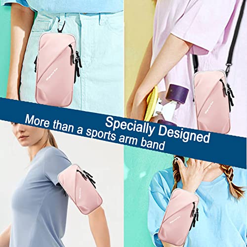 Phone Holder Arm Bands, Small Crossbody Shoulder Holsters Bag with Arm Band, Fits iPhone and All Cell Phones, Use for Running, Walking, Hiking & Biking (Plus Size,Pink) - color: Pink