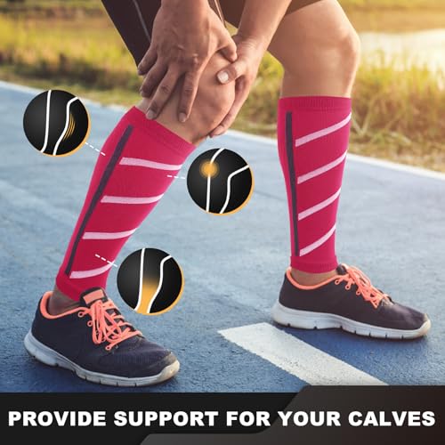 Junely 3 Pairs Calf Compression Sleeve for Men and Women - color: Striped01