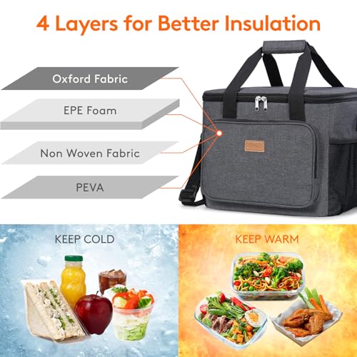 Lifewit Insulated Lunch Box for Men, Lunch Bag Cooler Women, 40-Can 24L - color: Dark Gray, size: Jumbo(24L)