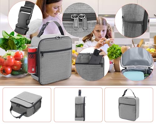 ZM-YOUTOO Lunch Box for Men - Reusable Lunch Bag Men Adult Women- Insulated Small LunchBox (Light Gray) - color: Light Gray