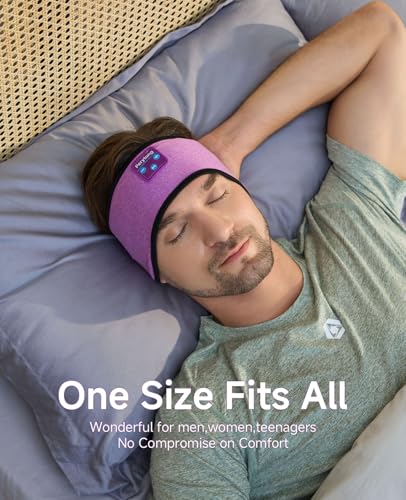 Perytong Sleep Headphones Bluetooth Headband Over On Ear Bluetooth 5.4 Sleeping Earbuds Earphones, Wireless Headphones for Side Sleepers Men Women Sports, Insomnia, Yoga, Air Travel, Meditation - color: HB Violet