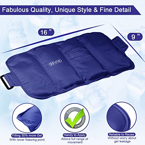 REVIX Ice Pack for Injuries Reusable Gel for Lower Back Pain Relief and XL Knee Ice Pack Wrap Around Entire Knee After Surgery
