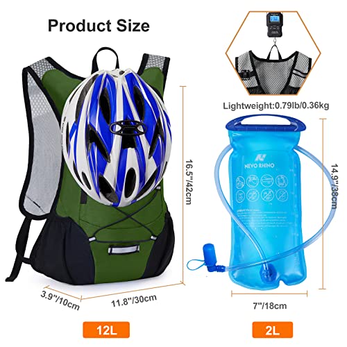 Lightweight Hydration Backpack, Running Backpack with 2L Water Bladder - color: Army Green-2