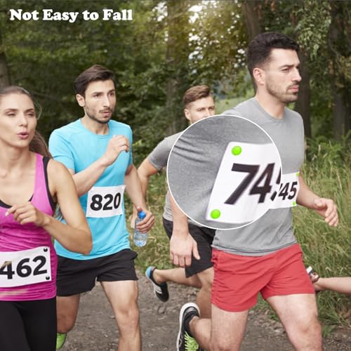 12Pcs Marathon Running Bib Clips Number Holder Race Bib Fixing Fastener Clip Magnets Number Buckle Field Securing Running Gear White Black Green for Triathlon Cycling Runners Field Supplies - color: Black white green