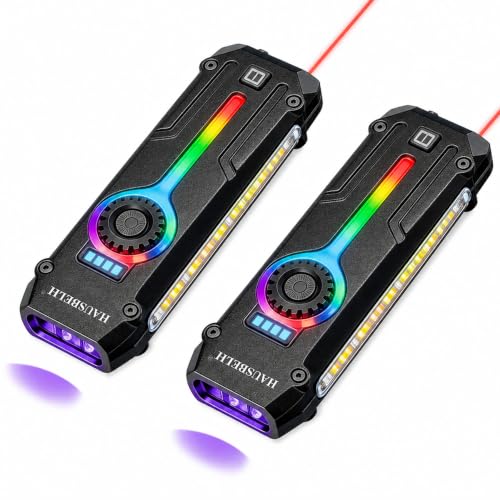 2PCS Flat EDC Rechargeable Tactical Flashlight UV Magnetic small Work light - color: Black+Black