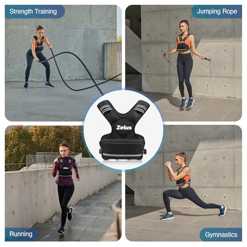 ZELUS Weighted Vest for Men Women,Adjustable 4-32lb Vest, Removable Weights - color: Black, size: 11-20 lb.