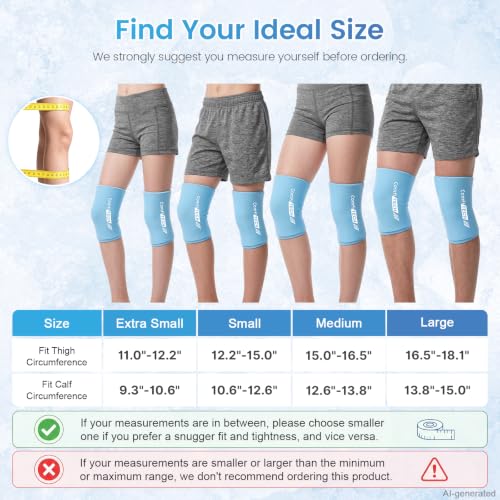 ComfiTECH Youth Knee Gel Ice Pack Wrap Sleeves, 2 Packs, L - size: Large