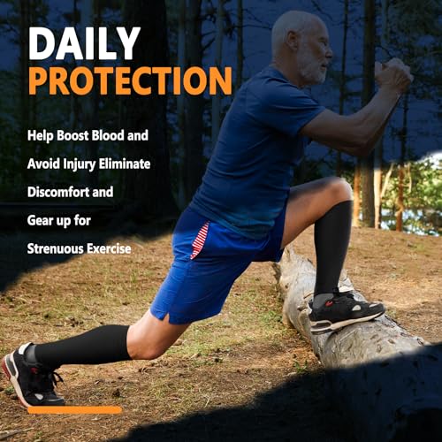 CTHH Calf Compression Sleeve for Men & Women Footless Compression Socks - color: Black