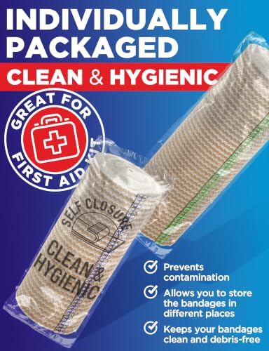 Premium Elastic Bandage Wrap - 6pack (2x2in, 2x3in, 2x4in) - Self-Closing - size: 6 Pack, style: Mix 6pk
