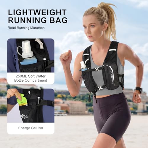 INOXTO Running Hydration Vest Backpack,Lightweight Insulated Pack with 1.5L Water Bladder Bag Daypack for Trail Hiking Running Cycling Race Marathon for Women Men - color: Dark Black