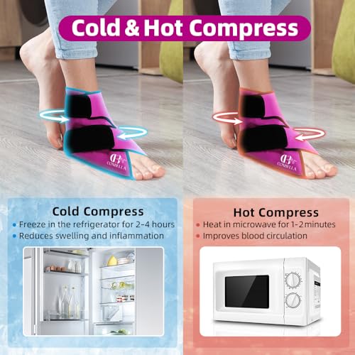 Ankle Ice Pack Wrap, Hot Cold Compress for Pain Relief, Purple - color: Purple, size: Medium