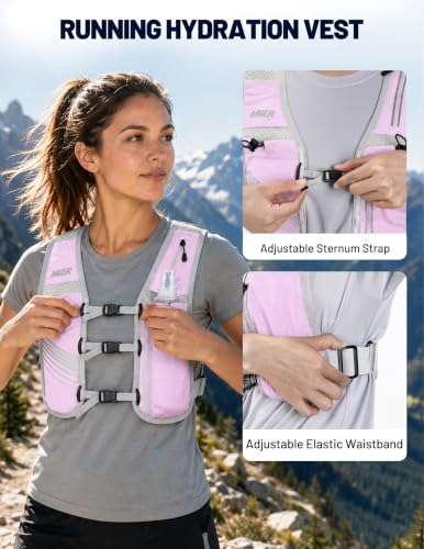 MIER Running Hydration Vest for Women Men, 500ml Soft Flask & Phone Holder - color: Purple, size: XSmall/Small