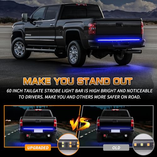 XRIDONSEN 60 inch Blue Tailgate Lights 360 LED Strobe Lights - color: Blue