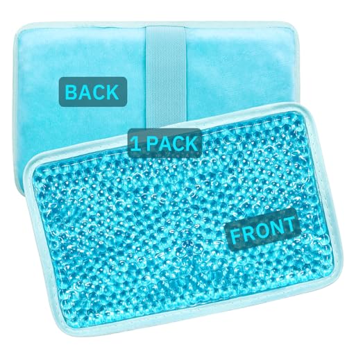Gel Beads Ice Pack Ice Bag with Strap-1 Pack Reusable Hot & Cold Pack Compress for Knee, Shoulder, Foot, Back, Ankle, Neck, Hip, Elbow, Wisdom Tooth-7.76''x4.93''(Blue) - color: Blue-1 Pack