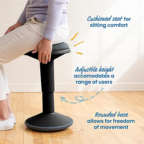 ECR4Kids Sitwell Wobble Stool with Cushion, Adjustable Height, Active Seating, Black - color: Black
