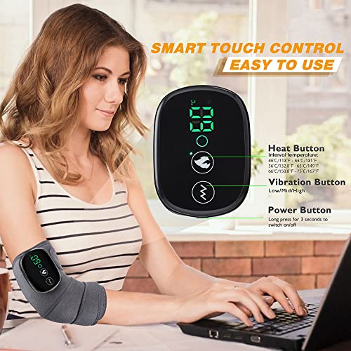 Cordless Knee Massager with Heat Vibration, Knee Heating Pad, Electric Heated Knee Brace Shoulder Heating Pads Elbow Wrap with 3 Heat Levels and Massage Modes - style: Pack of 1