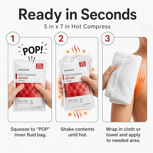 McKesson Instant Hot Packs, Instant Hot Compress, 5 x 7 in - color: Red, size: 5x7