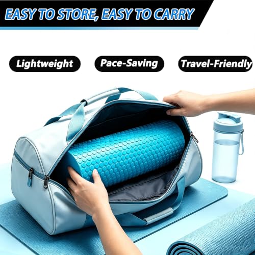 Foam Roller for Exercise, Pilates, Back Physical Therapy, 12" X 6" Round - color: Blue