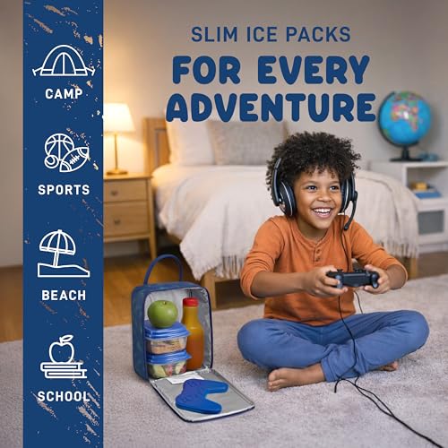 Fit & Fresh Cool Coolers Reusable Kids Lunch Box Ice Packs, 4pk - color: Game Pad (4 Pack), size: 4 Pack