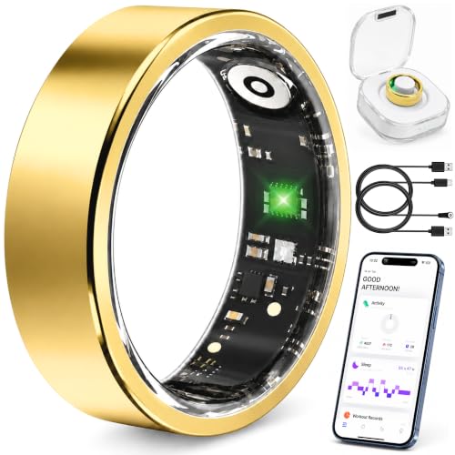 Smart Ring Fitness Tracker for Men & Women with Sleep, Heart Rate & SpO2 - color: Gold, size: 8