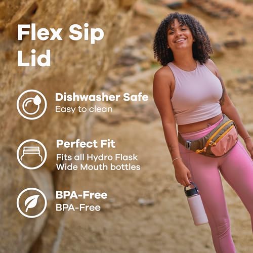 Hydro Flask Lid – Flex Sip Replacement Lid for Wide Mouth Water Bottles - Coffee Lid Accessory Black - color: Black, style: Flex Sip Lid