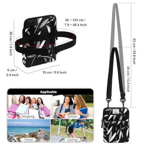 KAMO Multifunction Phone Waist Bag - Diagonal Crossbody Purse for Women & Men - color: Black-Willow leaf