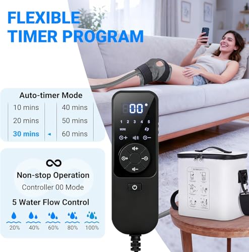 Ice Machine for Knee After Surgery, Portable Knee Ice Machine, 12H Cooling - color: White