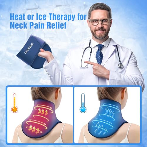 ONLYCARE Neck Ice Pack Wrap Gel - Upgraded Shoulder Ice Packs for Injuries Reusable, Hot and Cold Compress Ice Packs for Neck, Relief of Pain, Office Pressure, Swelling, Sprains - color: Dark Blue
