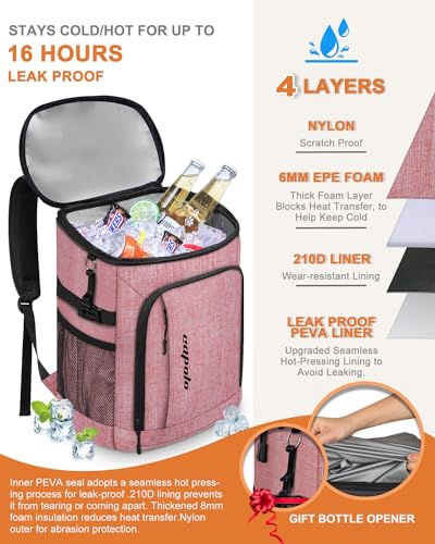 Capolo Cooler Backpack Insulated Leak Proof for Women Men Soft Cooler Bag - color: Red, size: 36 Cans