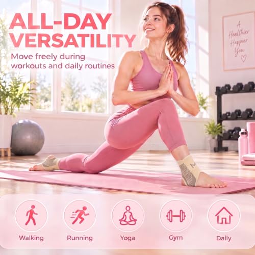 Ankle Brace for Women 2-Pack Compression Ankle Support Brace - color: Skin