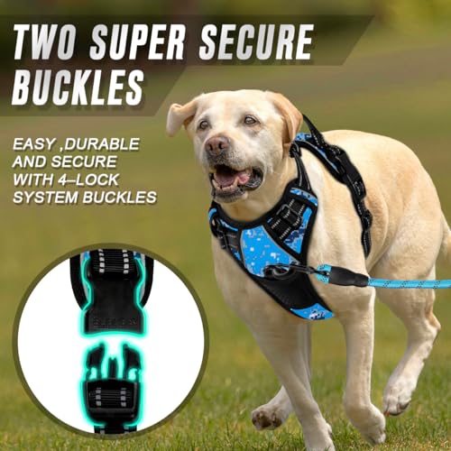 BARKBAY Dog Harness No Pull for Small Sized Dog Front Back Clips,Dog Vest - color: Blue Camo, size: Small(Chest:19.5-26")