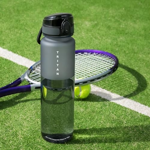 32oz Clear Tritan Water Bottle with Chug Lid - color: Grey