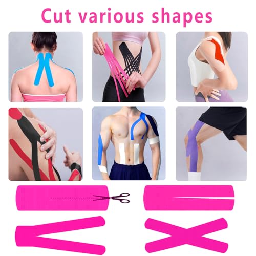 SOON GO Kinesiology Tape, 2 ih x 16.4 ft Uncut Athletic Tape, Waterproof Breathable Latex-Free, Muscle Recovery & Joint Support, Pink (1/2/5 Rolls) - color: Pink, size: 1 Count (Pack of 1)