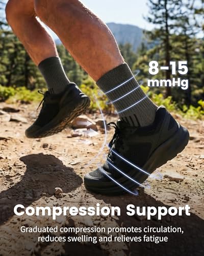 3 Pairs Running Compression Socks for Men & Women Crew Socks with Cushion - color: Grey (3 Pairs), size: X-Large