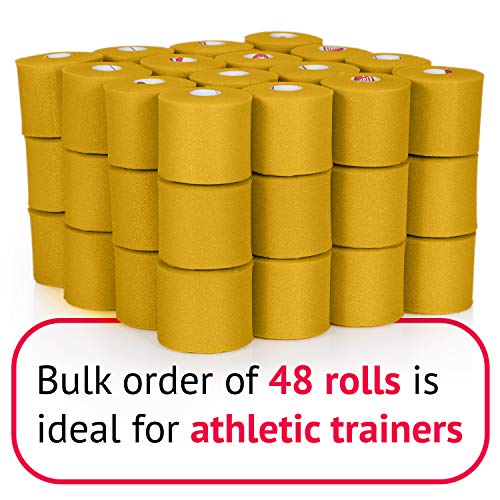 Cramer Tape Underwrap, Bulk Case of 48 Rolls of PreWrap for Athletic Taping, Hair Tie, Headband, Patellar Support, Pre-Wrap Athletic Tape Supplies, 2.75" X 48 Yard Rolls of Pre Wrap, Yellow - color: Yellow
