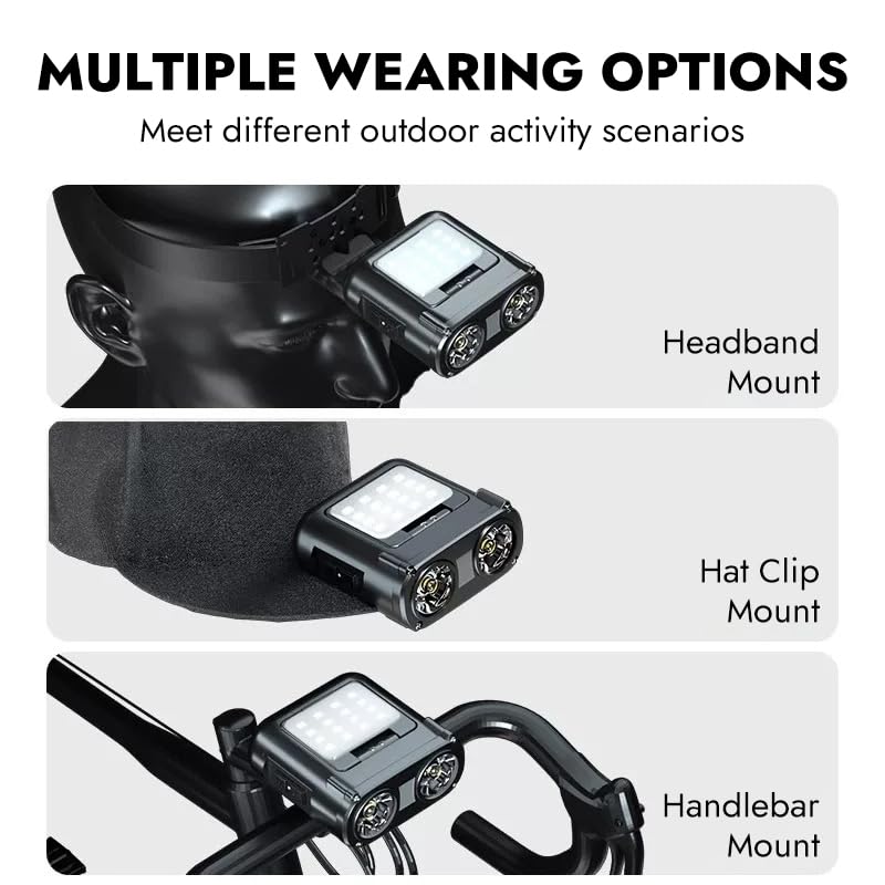 WARSUN Rechargeable Headlamp – 800 Lumens LED Headlamp with COB, Motion Sensor, 5 Modes, Clip-On Cap Light with Hat Clip & Bike Strap Mount, Multi-Use for Camping, Hiking, Repair - color: Khaki