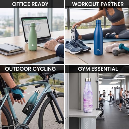 Konokyo 17 oz Insulated Stainless Steel Water Bottle, Navy Blue - color: Navy Blue, size: 17 Ounces