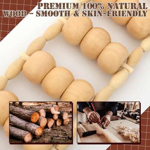 Wood Therapy Massage Tools, Wooden Back Roller Rope Maderoterapia Kit