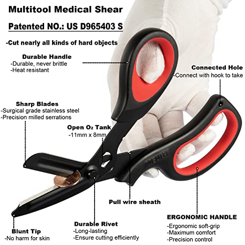 MEUUT Medical Scissors 2-Pack Trauma Shears for Nurses All Purpose Scissors - color: Black/Grey+black/Red
