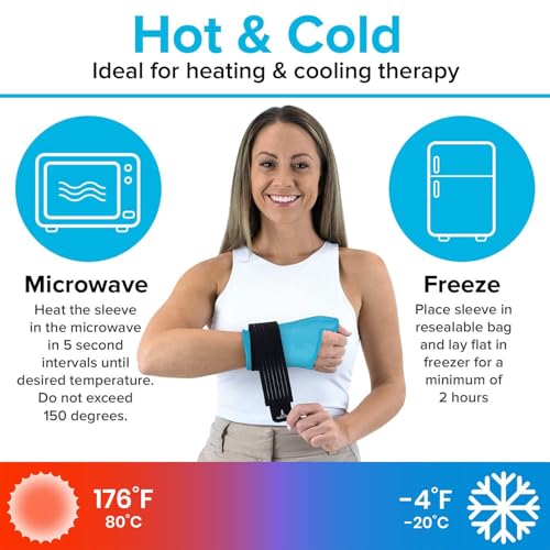 Arctic Flex Wrist & Thumb Ice Pack Wrap - Extra Strength Hot & Cold Therapy - color: Blue, size: Medium