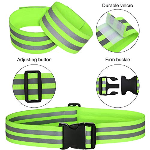 Hotop 6 Pcs Reflective Band Strap Safety Glow PT Belt High Visibility