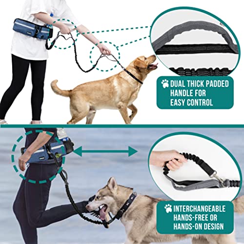 PetAmi Hands Free Dog Leash with Waist Running Belt Bag, Single (Navy) - color: Navy, size: 1 Leash