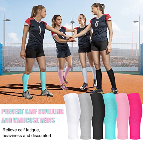 Sosation 6 Pairs Calf Compression Sleeves Women Footless Elastic - size: Medium