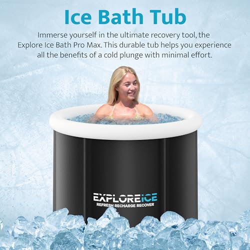 Explore Ice Bath Pro Max XL Cold Plunge Barrel Tub, Black/White, 100 Gallon