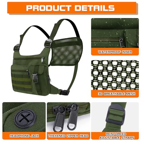 KINGSLONG Running Vest, Chest Bag for Men, Chest Pack, Hiking (A-Green) - color: A-Green