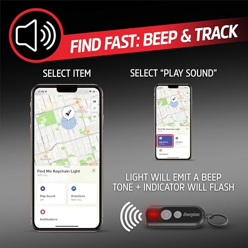 Energizer Find Me Keychain Light, Apple Find My Bluetooth Tracker, Black - color: Black