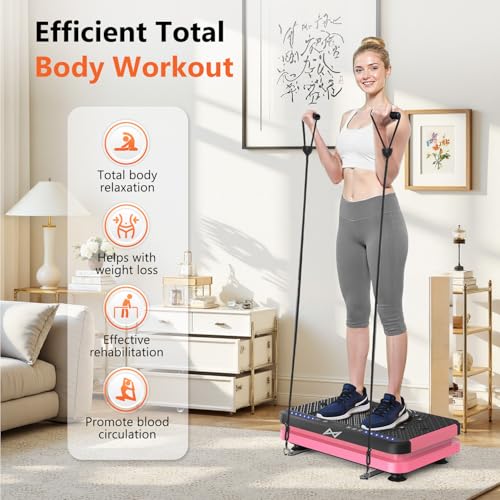 AXV Vibration Plate Exercise Machine Fitness Platform Body Vibrating Board - color: ARK.PINK