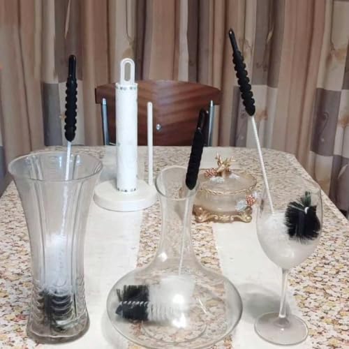Bottle Brushes Thin Long Handle X 2, Soft Nylon Slim Wire Set